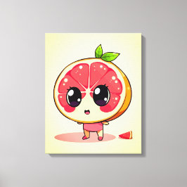 Niedlicher Grapefruit-Charakter Leinwanddruck