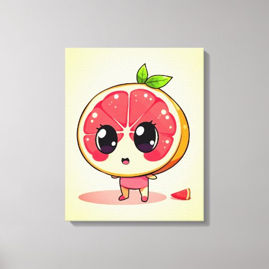 Niedlicher Grapefruit-Charakter Leinwanddruck (Vorderseite)