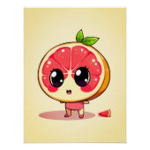 Niedlicher Grapefruit-Charakter Poster (Vorderseite)