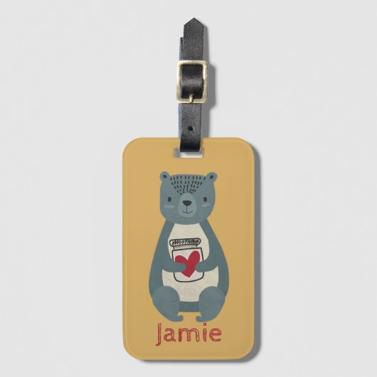 Niedlicher Graubär Gepäckanhänger (Vorderseite Vertikal)