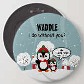 Niedlicher Graue Baby-Pinguin im Winterschnee Button (Vorne & Hinten)