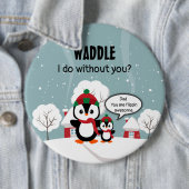 Niedlicher Graue Baby-Pinguin im Winterschnee Button (Beispiel)