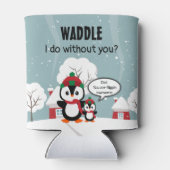 Niedlicher Graue Baby-Pinguin im Winterschnee Dosenkühler (Rückseite)