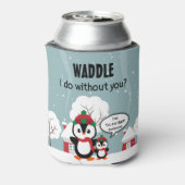 Niedlicher Graue Baby-Pinguin im Winterschnee Dosenkühler (Kanne Rückseite)