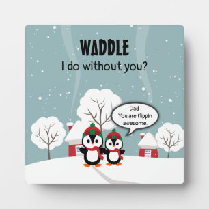 Niedlicher Graue Baby-Pinguin im Winterschnee Fotoplatte