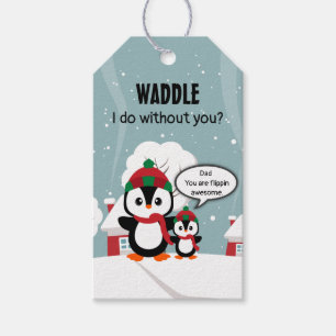 Niedlicher Graue Baby-Pinguin im Winterschnee Geschenkanhänger