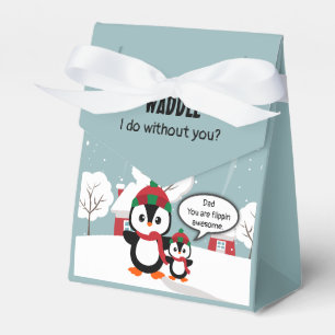 Niedlicher Graue Baby-Pinguin im Winterschnee Geschenkschachtel