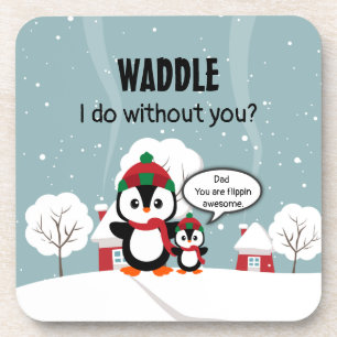 Niedlicher Graue Baby-Pinguin im Winterschnee Getränkeuntersetzer