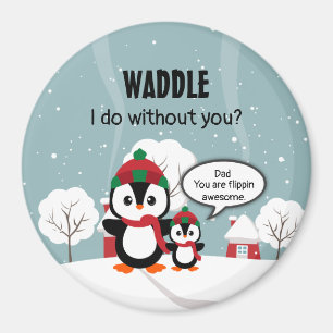 Niedlicher Graue Baby-Pinguin im Winterschnee Magnet