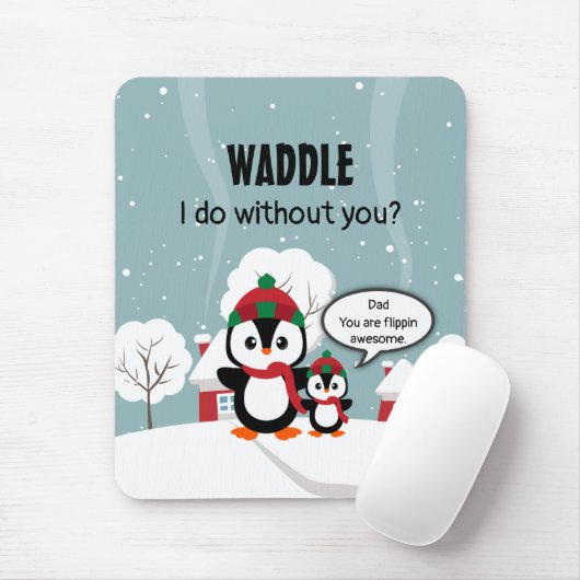 Niedlicher Graue Baby-Pinguin im Winterschnee Mousepad (Mit Mouse)