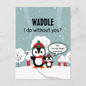 Niedlicher Graue Baby-Pinguin im Winterschnee Postkarte (Vorderseite)