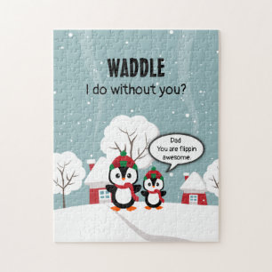 Niedlicher Graue Baby-Pinguin im Winterschnee Puzzle