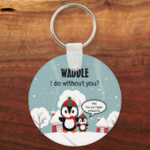 Niedlicher Graue Baby-Pinguin im Winterschnee Schlüsselanhänger (Vorderseite)