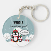 Niedlicher Graue Baby-Pinguin im Winterschnee Schlüsselanhänger (Rückseite)