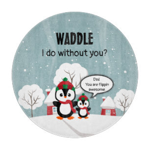 Niedlicher Graue Baby-Pinguin im Winterschnee Schneidebrett