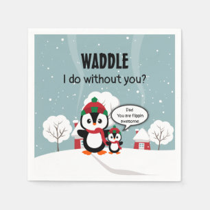 Niedlicher Graue Baby-Pinguin im Winterschnee Serviette