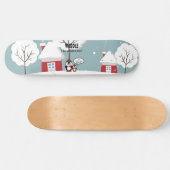 Niedlicher Graue Baby-Pinguin im Winterschnee Skateboard (Horizontal)