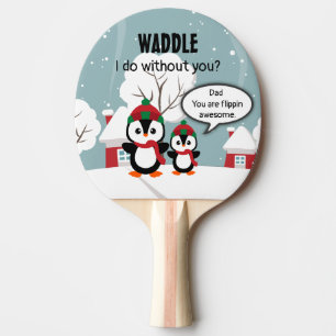 Niedlicher Graue Baby-Pinguin im Winterschnee Tischtennis Schläger