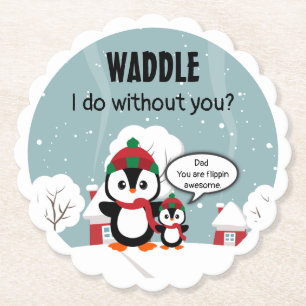 Niedlicher Graue Baby-Pinguin im Winterschnee Untersetzer