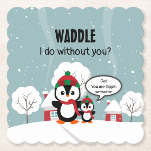 Niedlicher Graue Baby-Pinguin im Winterschnee Untersetzer