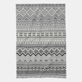 Niedlicher grauer aztekischer Musterentwurf Geschirrtuch (Vertikal)