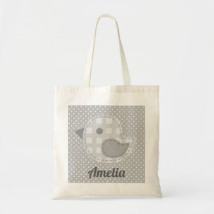 Niedlicher grauer Baby Bird und Polka Dot Personal Tragetasche