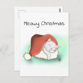 Niedlicher grauer Cartoon Katze Schlafen in Weihna Postkarte (Vorne/Hinten)