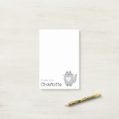 Niedlicher grauer Cartoon Katzenname Post-it Klebezettel (Auf Schreibtisch)