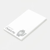 Niedlicher grauer Cartoon Katzenname Post-it Klebezettel (angewinkelt)