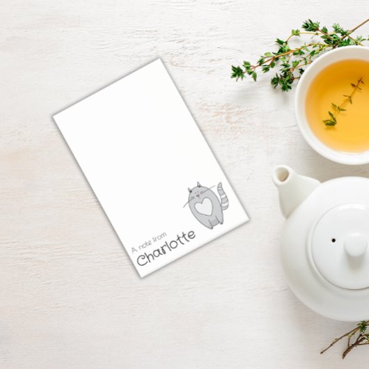 Niedlicher grauer Cartoon Katzenname Post-it Klebezettel