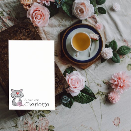 Niedlicher grauer Cartoon Katzenname Post-it Klebezettel