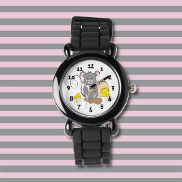 Niedlicher grauer Cartoon Maus Kid Watch Armbanduhr