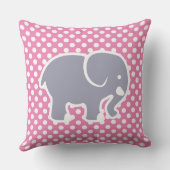 Niedlicher grauer Elefant auf Polka Dot Muster Kin Kissen (Rückseite)