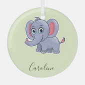 Niedlicher grauer Elefant Ornament Aus Glas (Vorderseite)