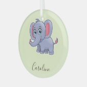 Niedlicher grauer Elefant Ornament Aus Glas (Vorderseite links)