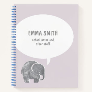 Niedlicher grauer Elefant Sprechblase Sanft violet Notizblock