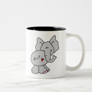 Niedlicher grauer Elefant Zweifarbige Tasse