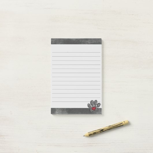 Niedlicher grauer Hund Print Aquarell Hintergrund Post-it Klebezettel (Auf Schreibtisch)