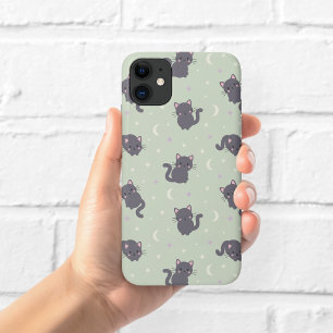 Niedlicher grauer Katzentelefonhoffer mit Salbeimu Case-Mate iPhone Hülle