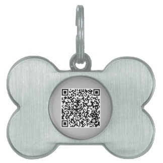 Niedlicher grauer Knochen in Form mit QR Code Dog Tiermarke
