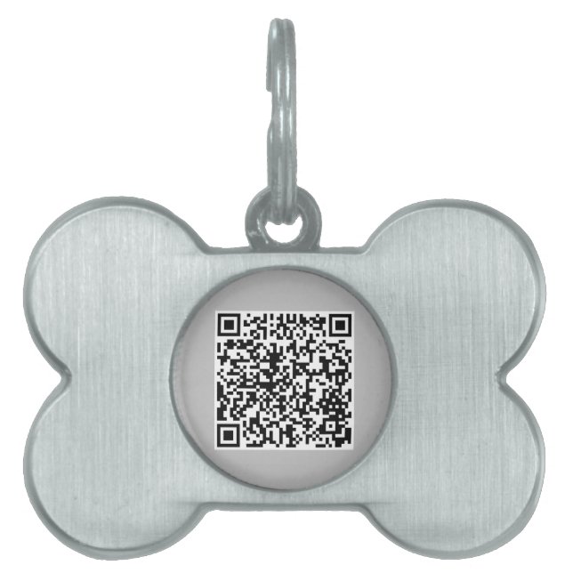 Niedlicher grauer Knochen in Form mit QR Code Dog  Tiermarke (Vorderseite)