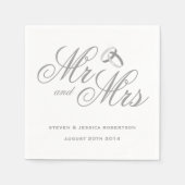 Niedlicher grauer Mr. and Mrs. paper wedding napki Serviette (Vorderseite)