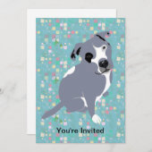 Niedlicher grauer Pitbull Welpe auf Quadrat-Muster Einladung (Vorne/Hinten)