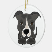 Niedlicher grauer Pitbull Welpen-Hund Keramikornament (Links)