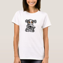 Niedlicher grauer Pixelkunst-Welpenhund T-Shirt