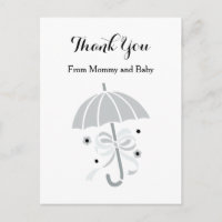 Niedlicher grauer Regenschirm und Bow Baby Dusche