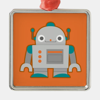 Niedlicher grauer Roboter Ornament Aus Metall