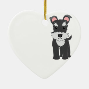 Niedlicher grauer Schnauzerwelpe Keramik Ornament
