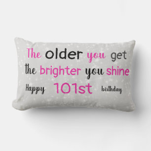 Niedlicher grauer und rosa 101. Geburtstag Lendenkissen