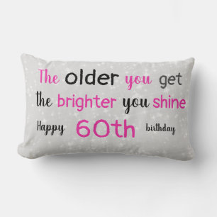 Niedlicher grauer und rosa 60. Geburtstag Lendenkissen